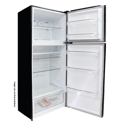 Refrigeradora Top Mount 14.8pc NRF-419GSMH Nisato, acabado vidrio negro, No Frost