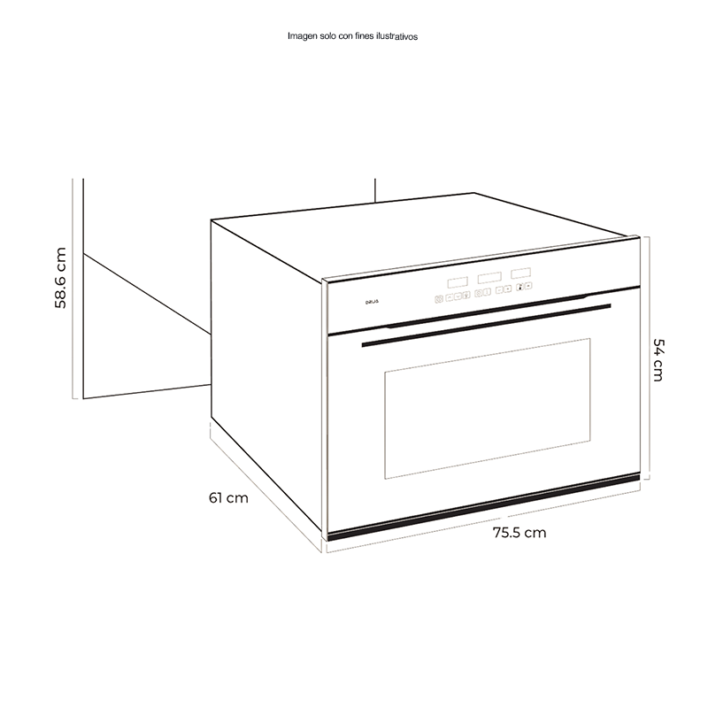 Horno eléctrico empotrable PACIFIC 76 Air-A, Drija, capacidad de 78 litros. control digital.