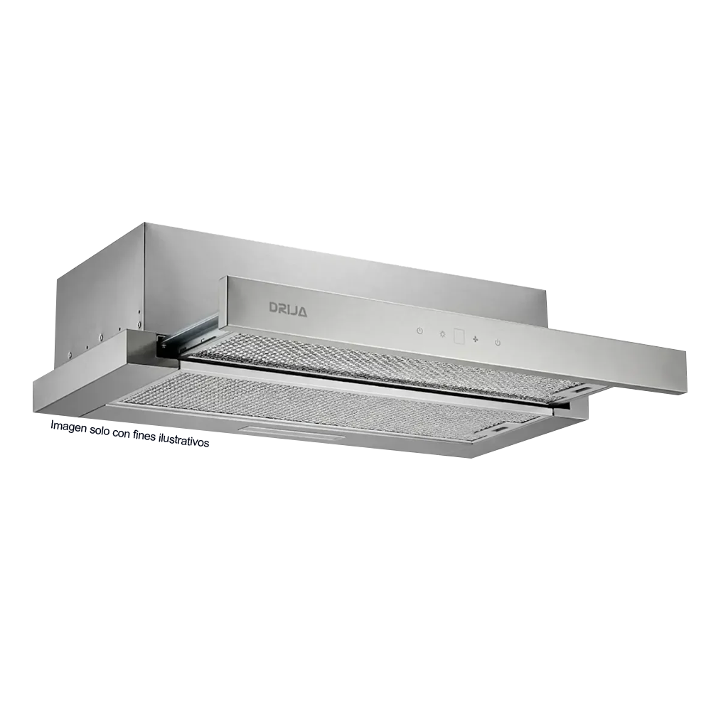 Extractor de grasa empotrable 89.8cm, Retráctil 90 acero, Drija, diseño discreto y moderno, extracción de 270MCH, 2 velocidades de extracción.
