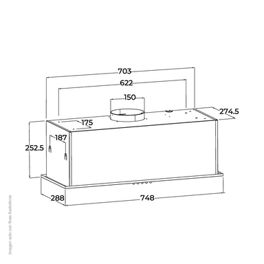 Extractor de grasa empotrable 74,8cm, modelo Invisible 76-I Drija, acero inoxidable, extracción de 650MCH, voltaje 120V-60Hz