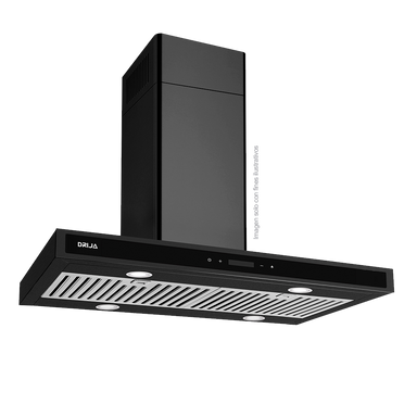 Extractor de grasa 75.8cm, Quadrato Isla 76 Black Drija, color negro, 650MCH de extracción, voltaje 110V / 60hz