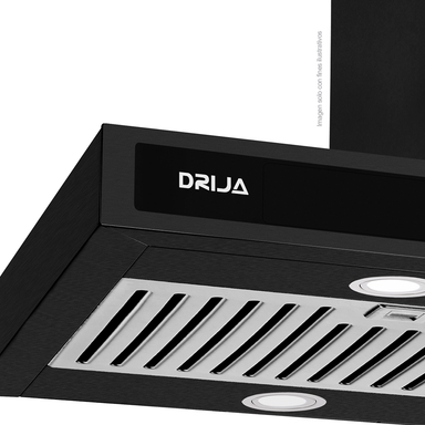 Extractor de grasa 75.8cm, Quadrato Isla 76 Black Drija, color negro, 650MCH de extracción, voltaje 110V / 60hz