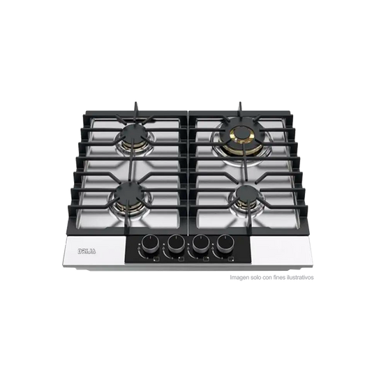 Estufa a gas LAZIO 60 Drij, acero inoxidable 304, 58cm, 4 quemadores SABAF, encendido eléctrico, voltaje 110-220V / 50-60Hz