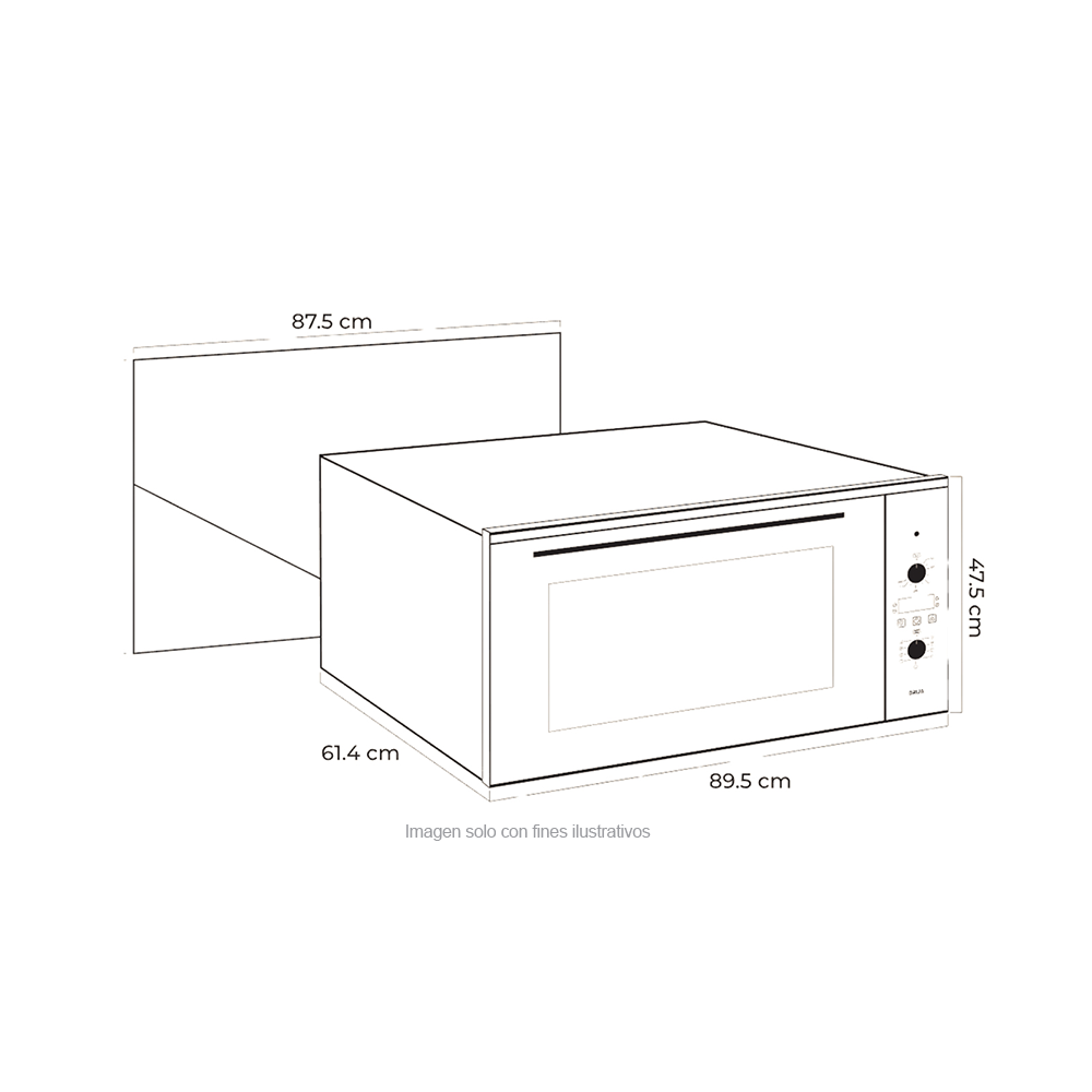 Horno eléctrico empotrable AMÉRICA 90 AIR-A Drija, 105 litros, 8 funciones de calentamiento, control táctil | manual perillas, sistema True Convection, voltaje 220V, potencia 3400W