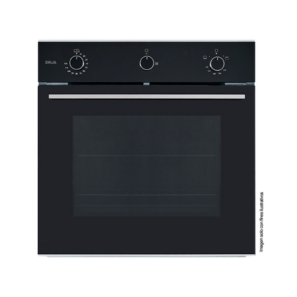 Horno a gas empotrable, EUROPA 60 Acero inoxidable S304 | frente de vidrio ahumado Capacidad de 72litros / 2.54pc 2 quemadores independientes.