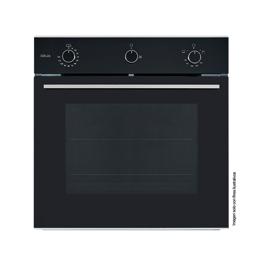 Horno a gas empotrable, EUROPA 60 Acero inoxidable S304 | frente de vidrio ahumado Capacidad de 72litros / 2.54pc 2 quemadores independientes.