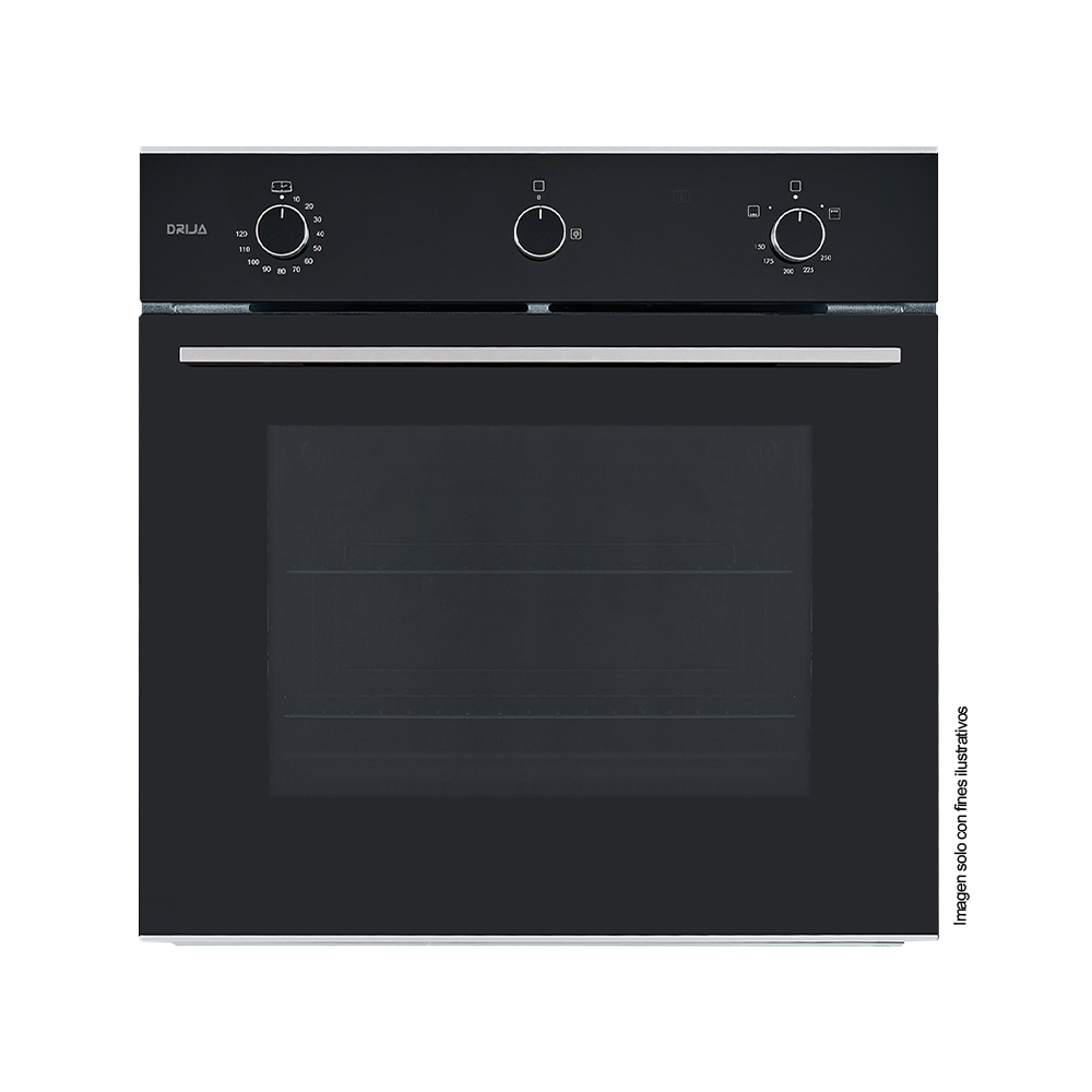 Horno a gas empotrable, EUROPA 60 Acero inoxidable S304 | frente de vidrio ahumado Capacidad de 72litros / 2.54pc 2 quemadores independientes.