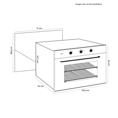 Horno gas grill empotrable, 78 litros, ROMA 76 GAS GRILL, Drija, 75.5 cm
