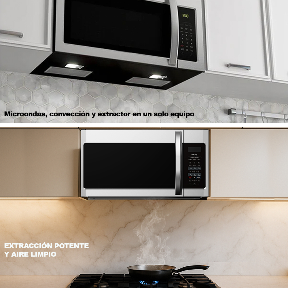 Horno microondas empotrable de convección con extractor, 42 litros, VARENNA 42L-I, Drija, 75.9 cm