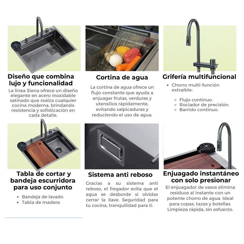 Fregador de lujo, 68 cm, CIRELLA 68, Drija, acero inoxidable satinado 304