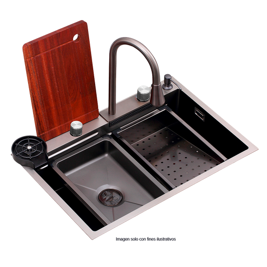 Fregador de 84cm de lujo Drija, modelo Siena, acero inoxidable satinado 304.