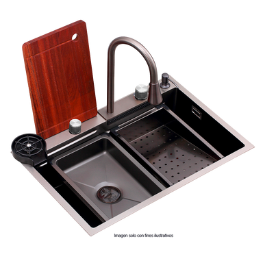 Fregador de 84cm de lujo Drija, modelo Siena, acero inoxidable satinado 304.