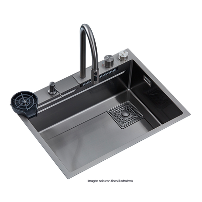 Fregador de 84cm de lujo Drija, modelo Siena, acero inoxidable satinado 304.