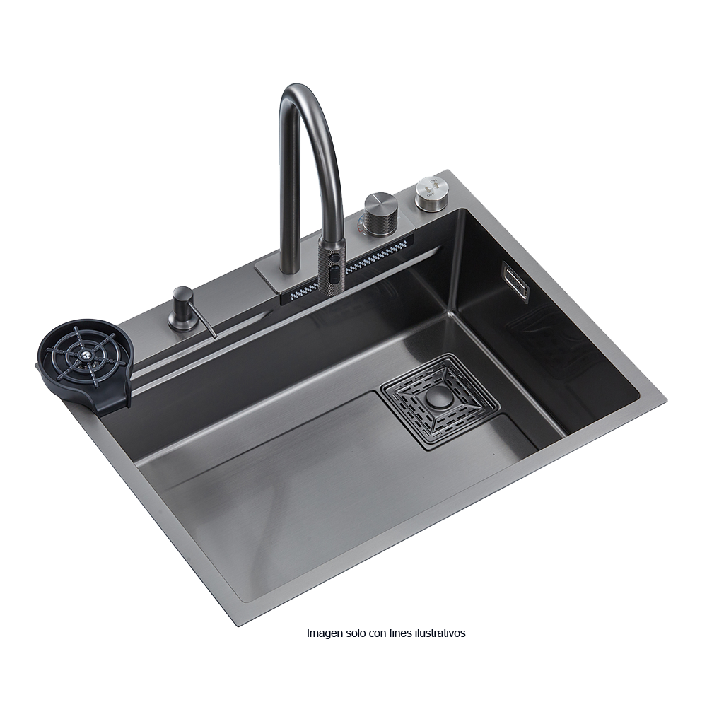 Fregador de 84cm de lujo Drija, modelo Siena, acero inoxidable satinado 304.