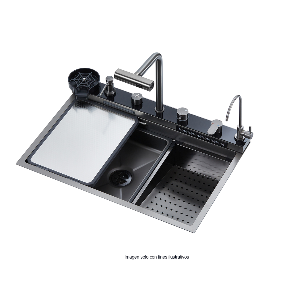 Fregador de lujo, 76 cm, AMALFI 76, Drija, acero inoxidable satinado 304