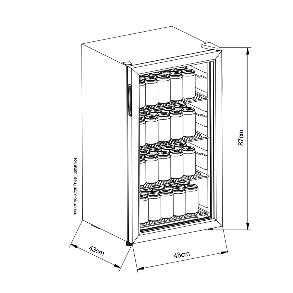 Centro de bebidas independiente, 85 litros / 70 latas, PIAVE 70-B, Drija, 110V