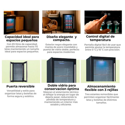 Centro de bebidas independiente, 85 litros / 70 latas, PIAVE 70-B, Drija, 110V