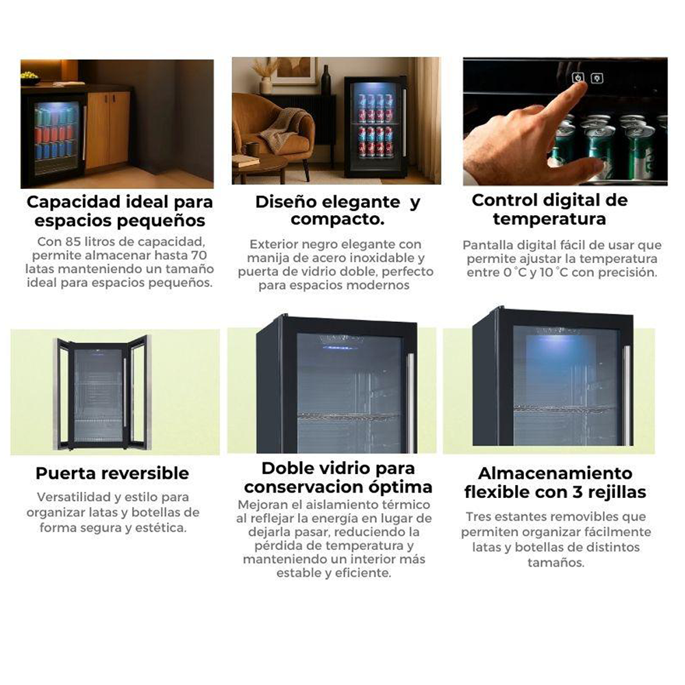 Centro de bebidas independiente, 85 litros / 70 latas, PIAVE 70-B, Drija, 110V