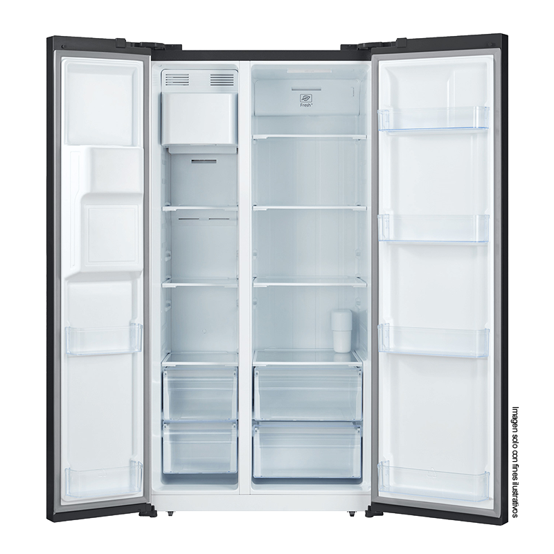 Refrigeradora y Congelador 20pc modelo BLACK-20CFAH Drija, acabado frontal espejo negro de fácil limpieza. 115V/60Hz