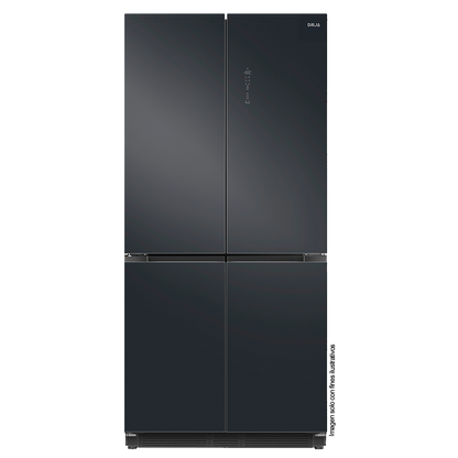 Refrigerador y congelador empotrable 18.4pc, DARK-I 18CD4P Drija, color acero negro pulido mate, Control digital, iluminación LED, compresor inverter