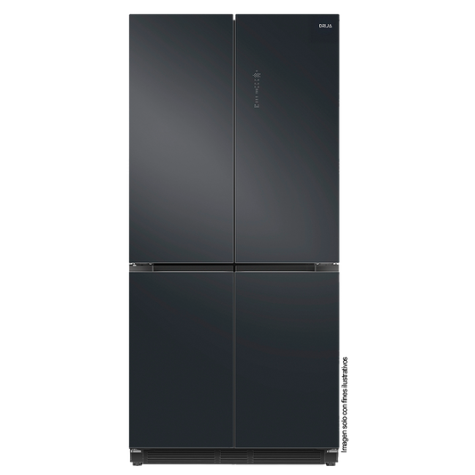 Refrigerador y congelador empotrable 18.4pc, DARK-I 18CD4P Drija, color acero negro pulido mate, Control digital, iluminación LED, compresor inverter