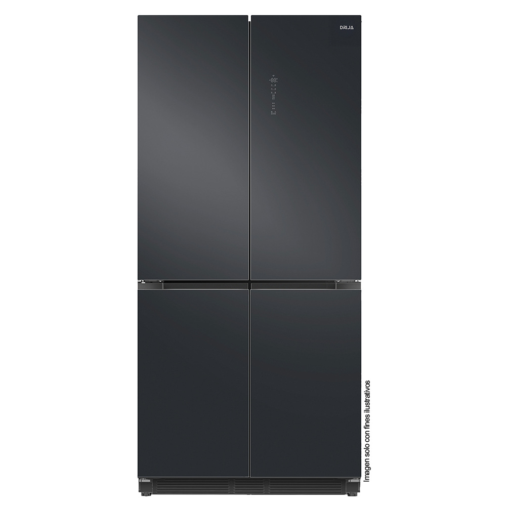 Refrigerador y congelador empotrable 18.4pc, DARK-I 18CD4P Drija, color acero negro pulido mate, Control digital, iluminación LED, compresor inverter