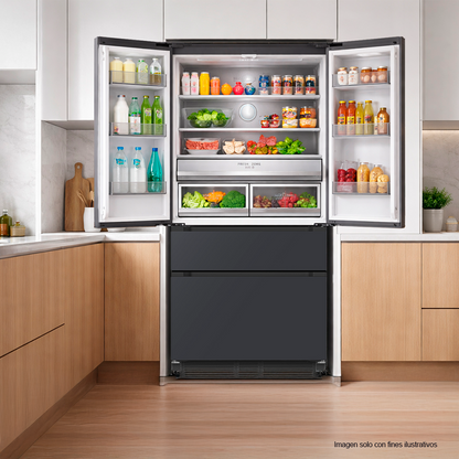 Refrigeradora y congelador empotrable 18,1pc DARK-I 18FD4P, Drija, inverter , 115V /60Hz, color negro pulido mate.