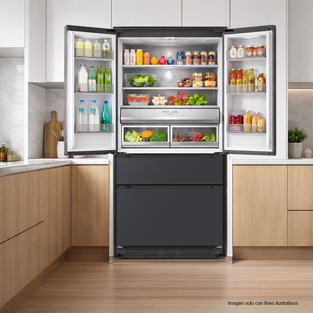 Refrigeradora y congelador empotrable 18,1pc DARK-I 18FD4P, Drija, inverter , 115V /60Hz, color negro pulido mate.