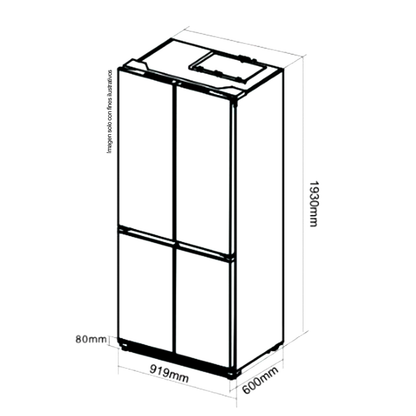 Refrigerador y congelador empotrable 18.4pc, GLASS-B 18CD4P Drija, control digital, iluminación LED, compresor inverter, 115V-60Hz