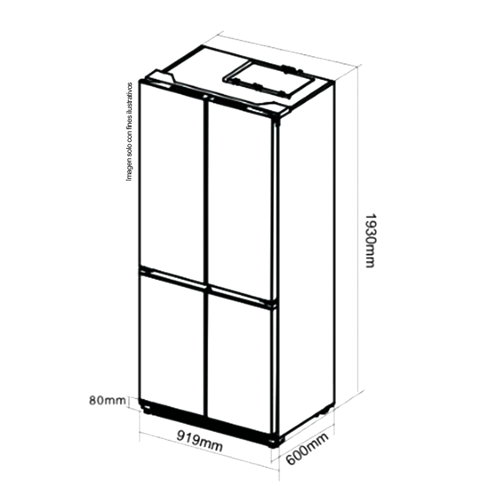 Refrigerador y congelador empotrable 18.4pc, GLASS-B 18CD4P Drija, control digital, iluminación LED, compresor inverter, 115V-60Hz