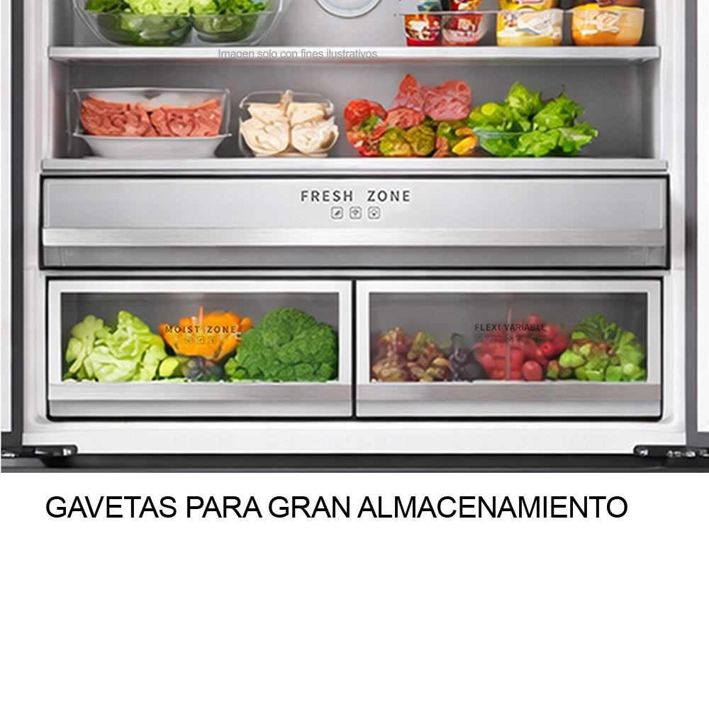 Refrigerador Congelador, diseño empotrable, Glass-B 18FD4P capacidad de 18.1pc / 520 litros, puerta acabado espejo negro, compresor inverter.