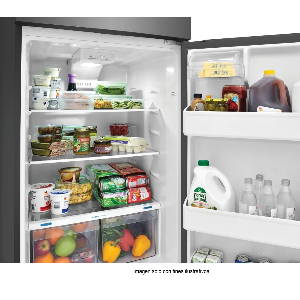 Refrigeradora Top Mount 18pc, FFHT1822UV  Frigodaire, color acero inoxidable cepillado, iluminación LED.