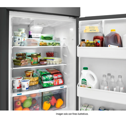 Refrigeradora Top Mount 18pc, FFHT1822UV  Frigodaire, color acero inoxidable cepillado, iluminación LED.