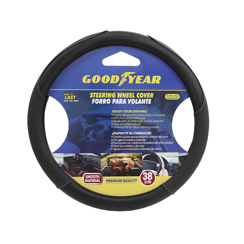 Forro de volante 38cm, color negro con detalles de costura en blanco, 991-2302425