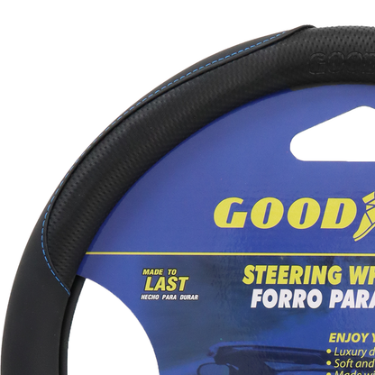 Forro de volante 38cm, color negro con detalles de costura en azul, 991-2302426