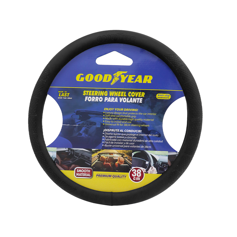 Forro de volante 38cm, color negro con detalles texturizado, 991-2302422.
