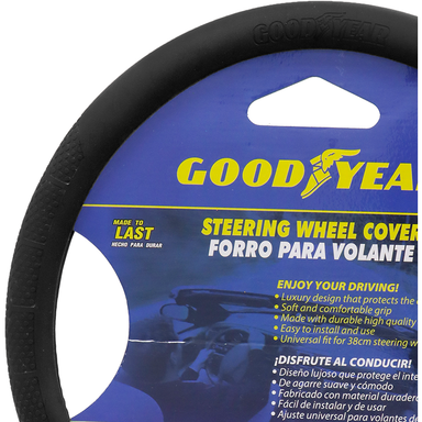 Forro de volante 38cm, color negro con detalles texturizado, 991-2302422.