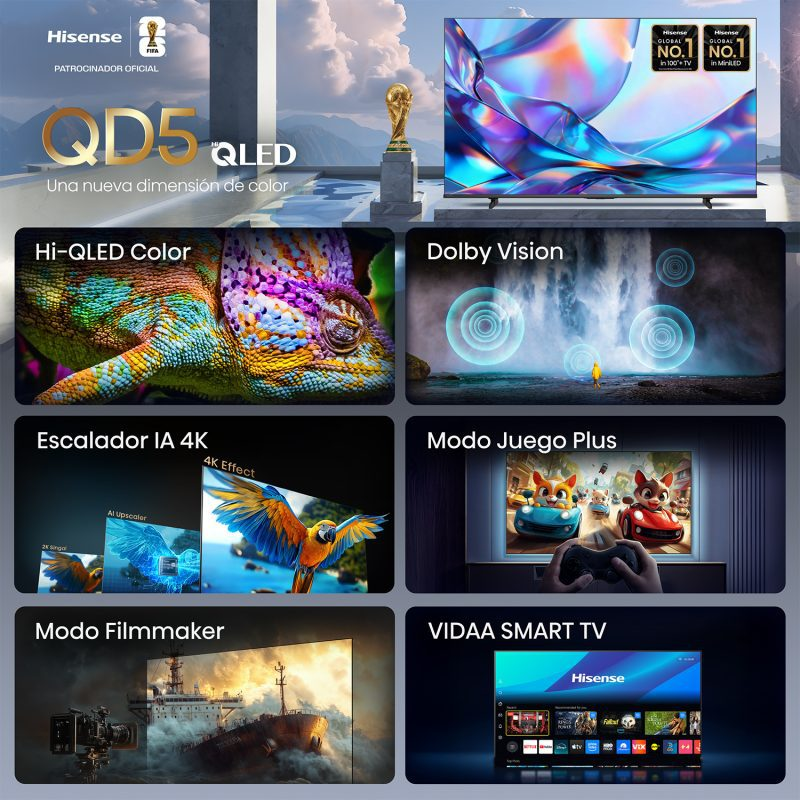 Televisor 43" QLED Smart | serie QD5 4K, modelo 43QD5SV | Hisense
