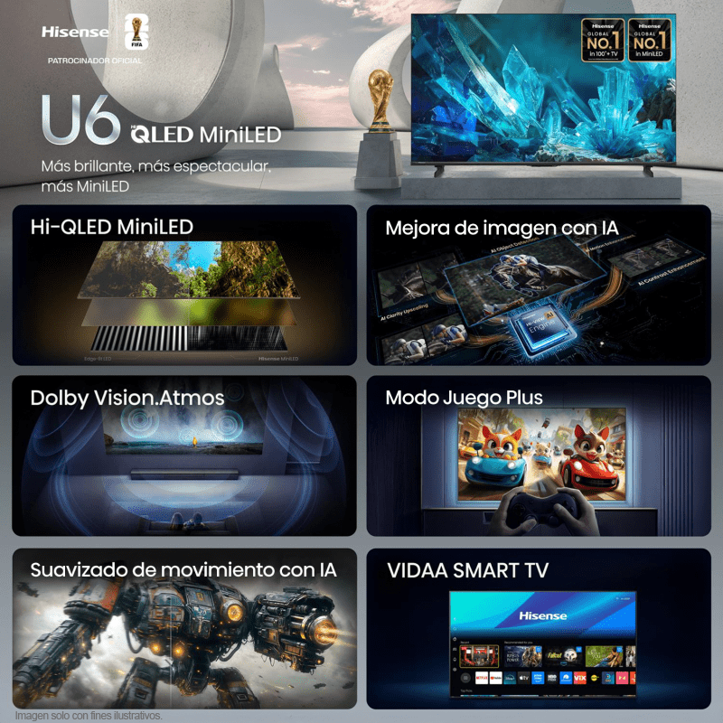 Televisor 75" ULED Mini LED Smart | serie U6 modelo 75U6ESV | Hisense