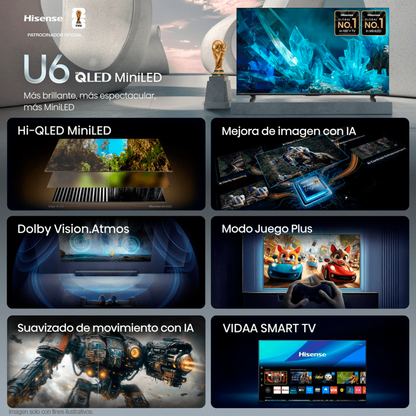 Televisor 75" ULED Mini LED Smart | serie U6 modelo 75U6ESV | Hisense