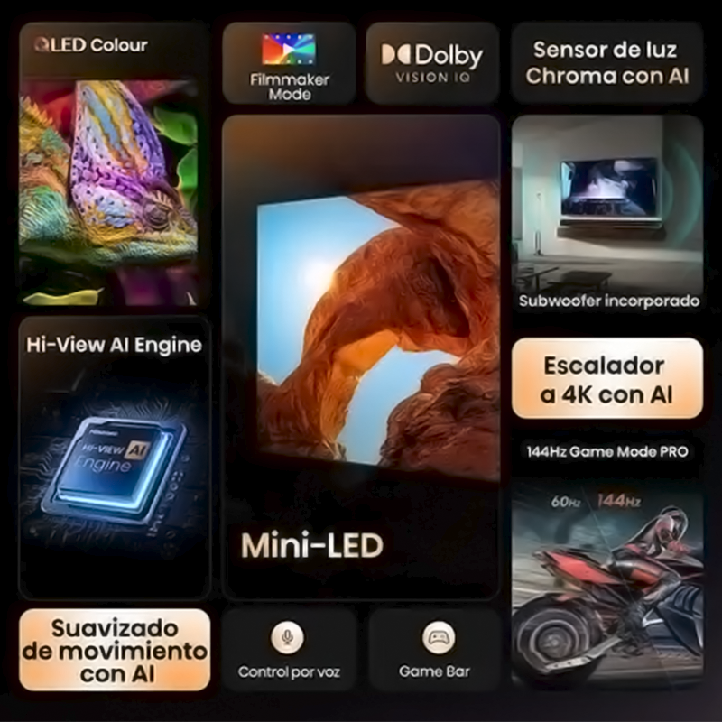 Televisor 85" Mini LED Smart | serie u7, modelo 85U7QG | Hisense | Google TV