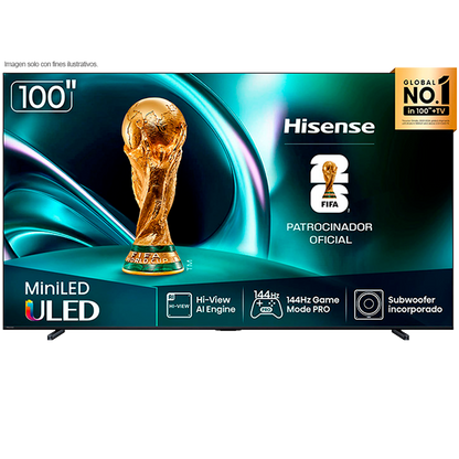 Televisor 100" Mini LED Smart | serie u7, modelo 100U7QG | Hisense | Google TV