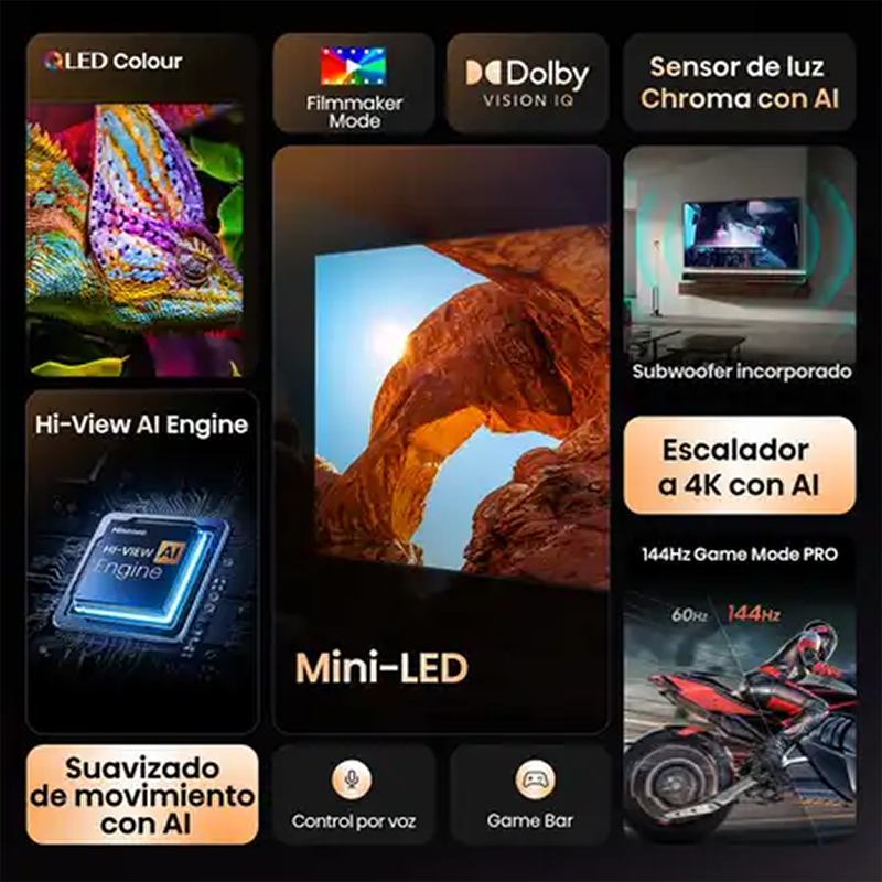 Televisor 100" Mini LED Smart | serie u7, modelo 100U7QG | Hisense | Google TV