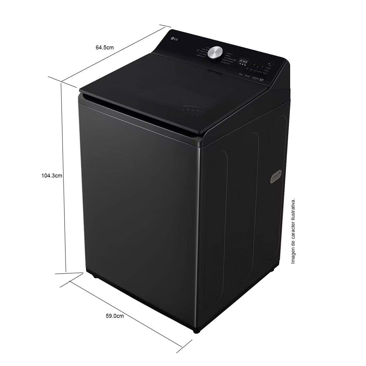 Lavadora 15kg, WT15OBTX6 de LG, carga superior, color negro acero inoxidable