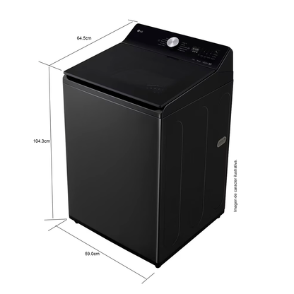 Lavadora 15kg, WT15OBTX6 de LG, carga superior, color negro acero inoxidable