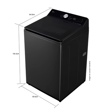 Lavadora 15kg, WT15OBTX6 de LG, carga superior, color negro acero inoxidable