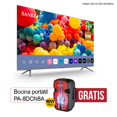 Televisor 75" CLEDQ-75WD2 + GRATIS Bocina PA-8DCN8A Sankey