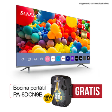 Televisor 75" CLEDQ-75WD2 + GRATIS Bocina PA-8DCN9B Sankey