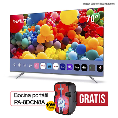 Televisor 70" CLEDQ70WD2 + Gratis bocina PA-8DCN8A Sankey