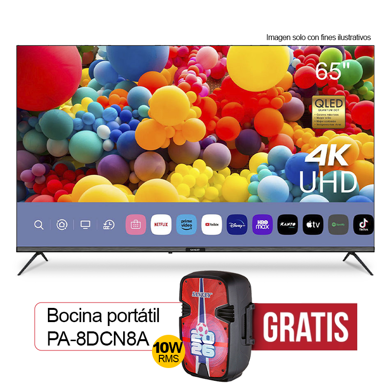 Televisor 65" CLEDQ65IW7 + Gratis bocina PA-8DCN8A Sankey